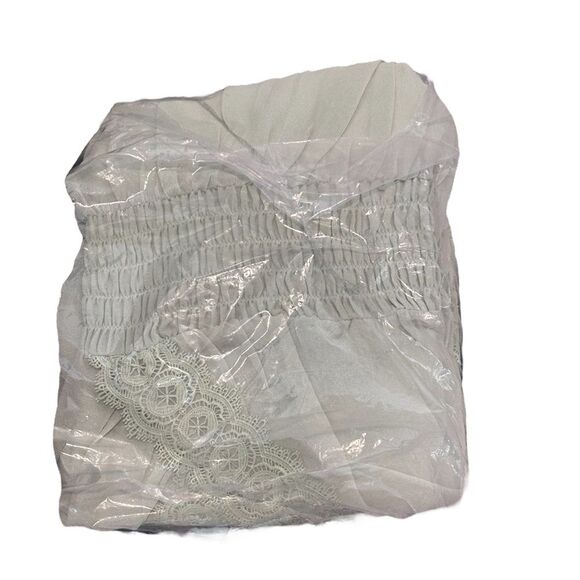 ASOS DESIGN lace insert shirred waist mini skater dress in sage green NWT - Picture 5 of 6